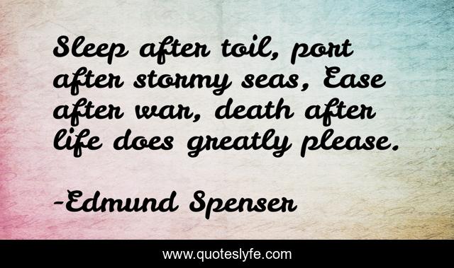 Sleep after toil, port after stormy seas, Ease after war, death after life does greatly please.
