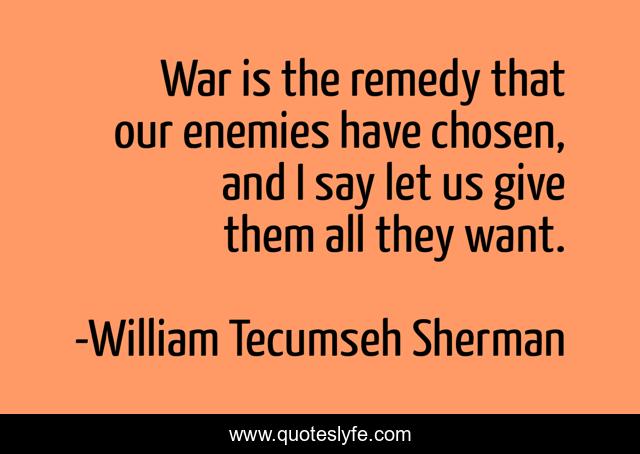 War is the remedy that our enemies have chosen, and I say let us give them all they want.