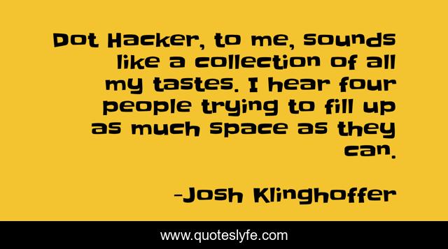 Dot Hacker, to me, sounds like a collection of all my tastes. I hear four people trying to fill up as much space as they can.