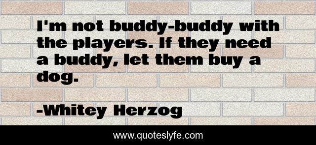 I'm not buddy-buddy with the players. If they need a buddy, let them buy a dog.