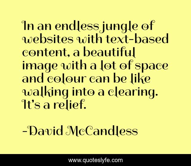 In an endless jungle of websites with text-based content, a beautiful image with a lot of space and colour can be like walking into a clearing. It's a relief.