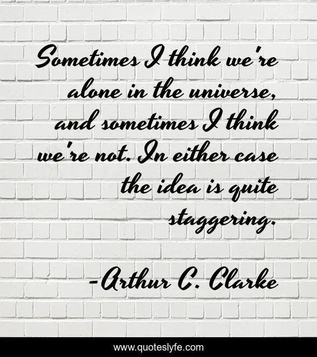 Sometimes I think we're alone in the universe, and sometimes I think we're not. In either case the idea is quite staggering.