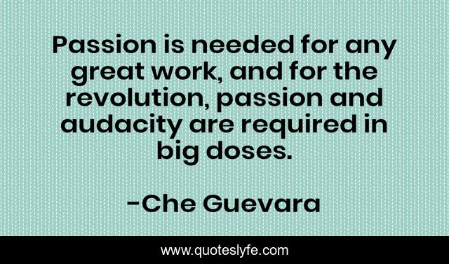 Passion is needed for any great work, and for the revolution, passion and audacity are required in big doses.