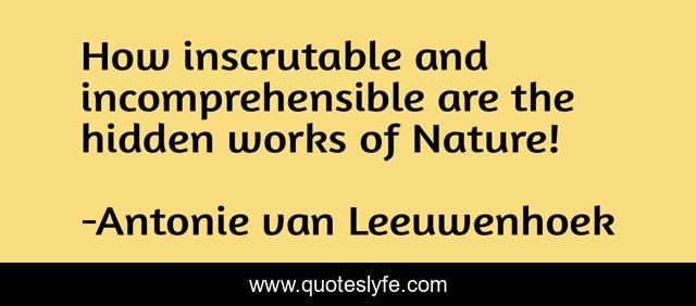 How inscrutable and incomprehensible are the hidden works of Nature!