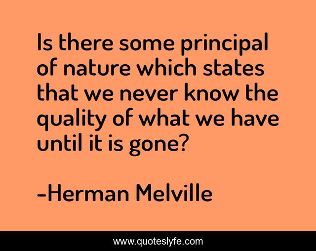 Is there some principal of nature which states that we never know the quality of what we have until it is gone?