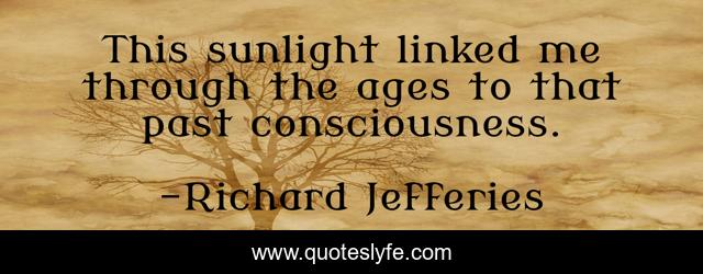 This sunlight linked me through the ages to that past consciousness.