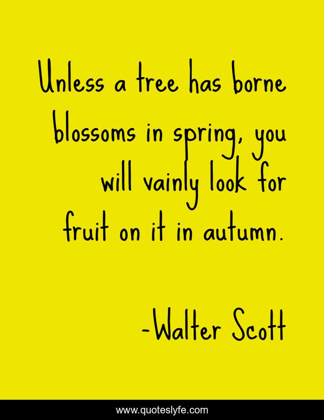 Unless a tree has borne blossoms in spring, you will vainly look for fruit on it in autumn.