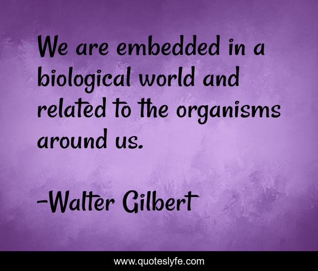 We are embedded in a biological world and related to the organisms around us.
