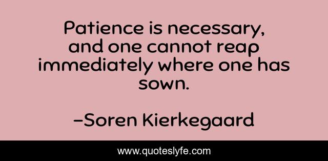 Patience is necessary, and one cannot reap immediately where one has sown.