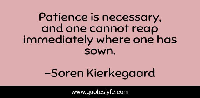 Patience is necessary, and one cannot reap immediately where one has sown.