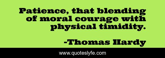 Patience, that blending of moral courage with physical timidity.