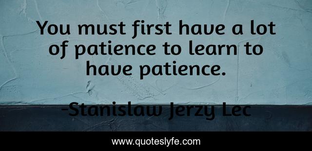 You must first have a lot of patience to learn to have patience.