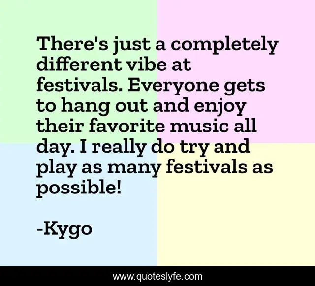 There's just a completely different vibe at festivals. Everyone gets to hang out and enjoy their favorite music all day. I really do try and play as many festivals as possible!