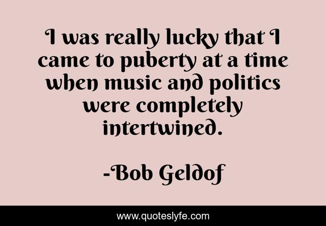 I was really lucky that I came to puberty at a time when music and politics were completely intertwined.