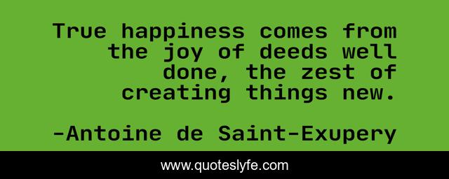True happiness comes from the joy of deeds well done, the zest of creating things new.
