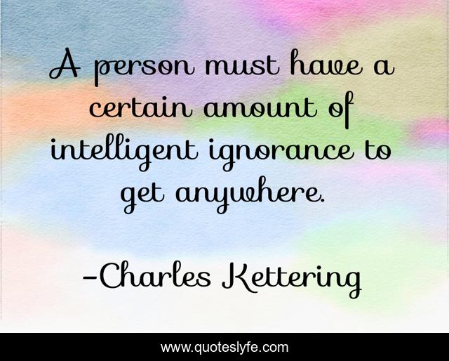 A person must have a certain amount of intelligent ignorance to get anywhere.