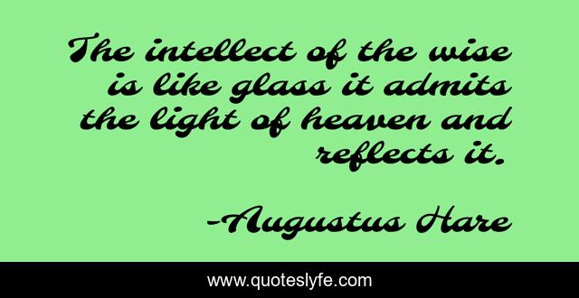 The intellect of the wise is like glass it admits the light of heaven and reflects it.