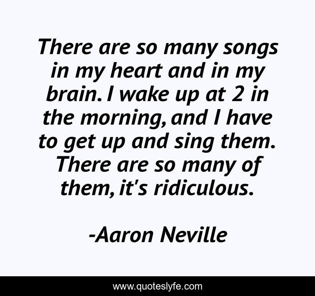 There are so many songs in my heart and in my brain. I wake up at 2 in the morning, and I have to get up and sing them. There are so many of them, it's ridiculous.