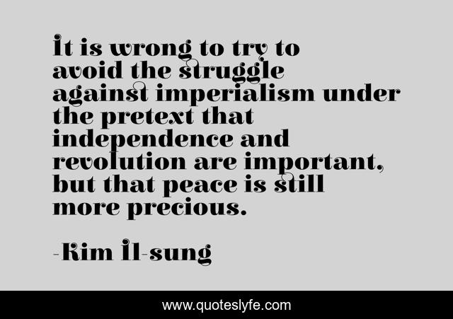 It is wrong to try to avoid the struggle against imperialism under the pretext that independence and revolution are important, but that peace is still more precious.