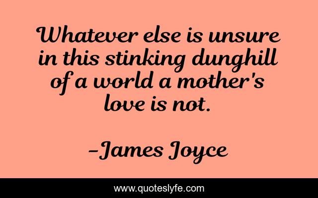 Whatever else is unsure in this stinking dunghill of a world a mother's love is not.