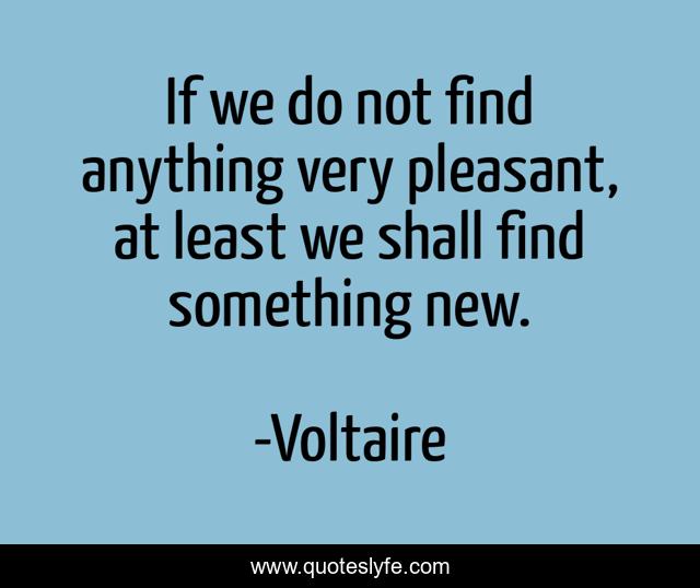 If we do not find anything very pleasant, at least we shall find something new.