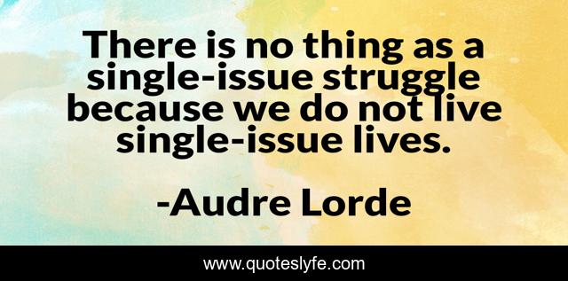 There is no thing as a single-issue struggle because we do not live single-issue lives.