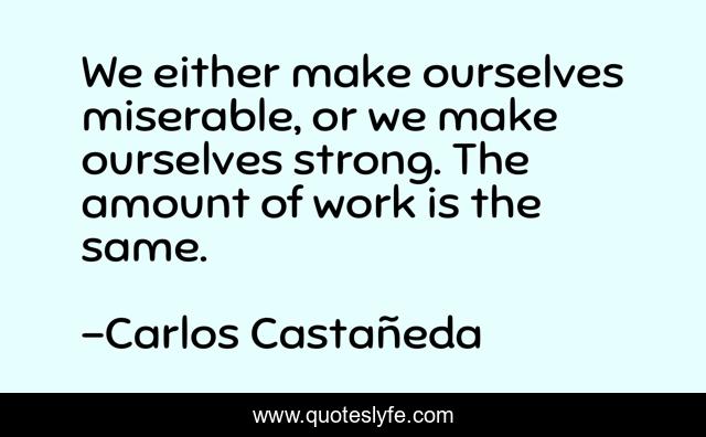We either make ourselves miserable, or we make ourselves strong. The amount of work is the same.