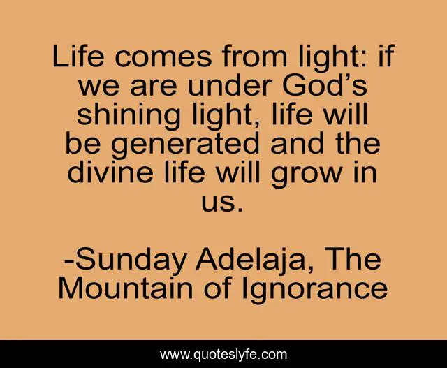 Life comes from light: if we are under God’s shining light, life will be generated and the divine life will grow in us.