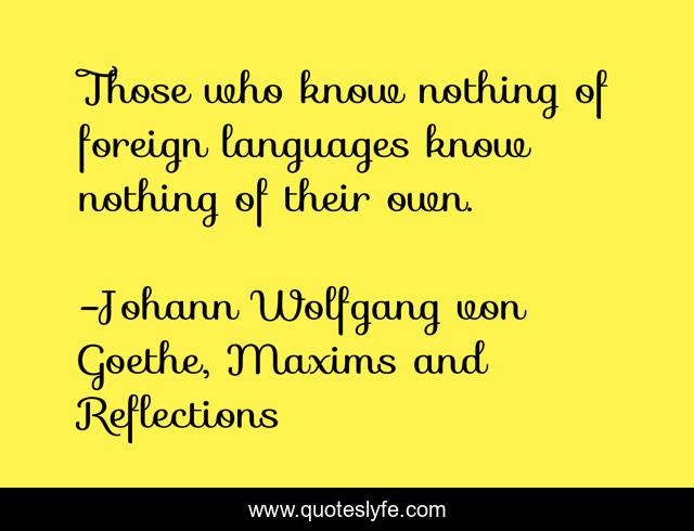 Those who know nothing of foreign languages know nothing of their own.