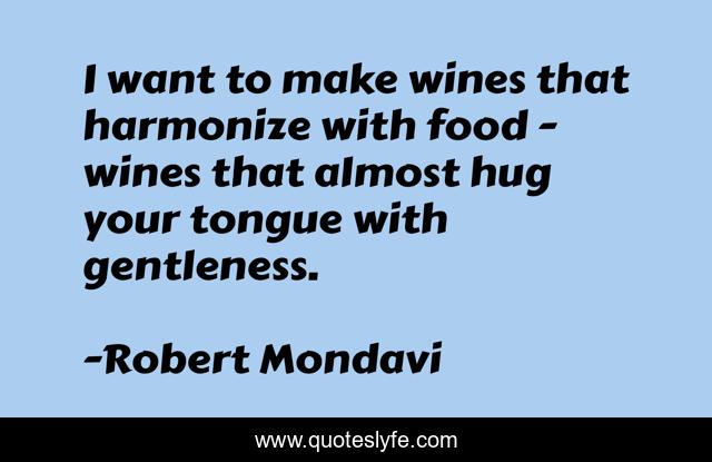 I want to make wines that harmonize with food - wines that almost hug your tongue with gentleness.