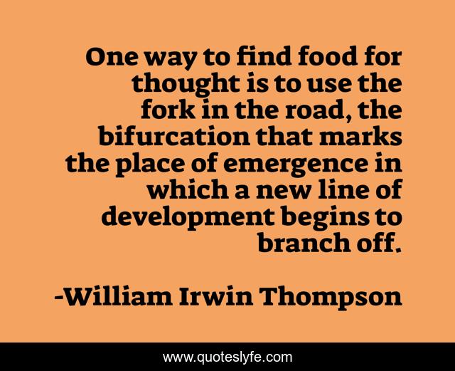 One way to find food for thought is to use the fork in the road, the bifurcation that marks the place of emergence in which a new line of development begins to branch off.
