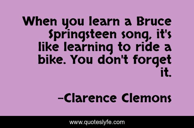 When you learn a Bruce Springsteen song, it's like learning to ride a bike. You don't forget it.