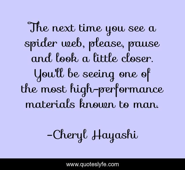 The next time you see a spider web, please, pause and look a little closer. You'll be seeing one of the most high-performance materials known to man.