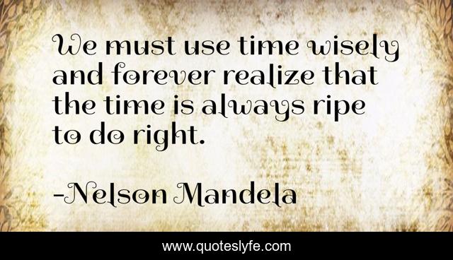 We must use time wisely and forever realize that the time is always ripe to do right.