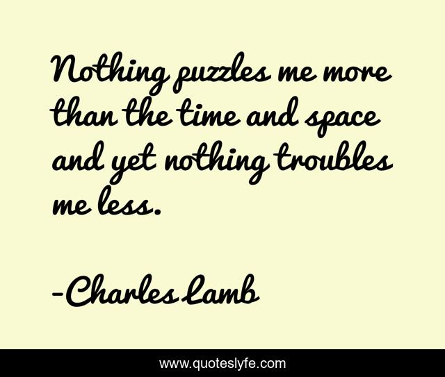 Nothing puzzles me more than the time and space and yet nothing troubles me less.