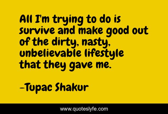All I'm trying to do is survive and make good out of the dirty, nasty, unbelievable lifestyle that they gave me.