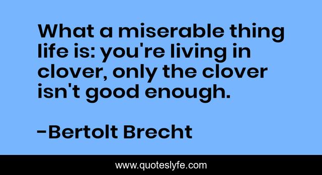 What a miserable thing life is: you're living in clover, only the clover isn't good enough.