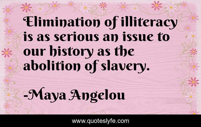 Elimination of illiteracy is as serious an issue to our history as the abolition of slavery.