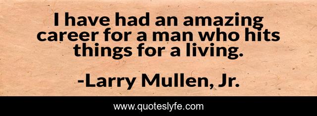 I have had an amazing career for a man who hits things for a living.