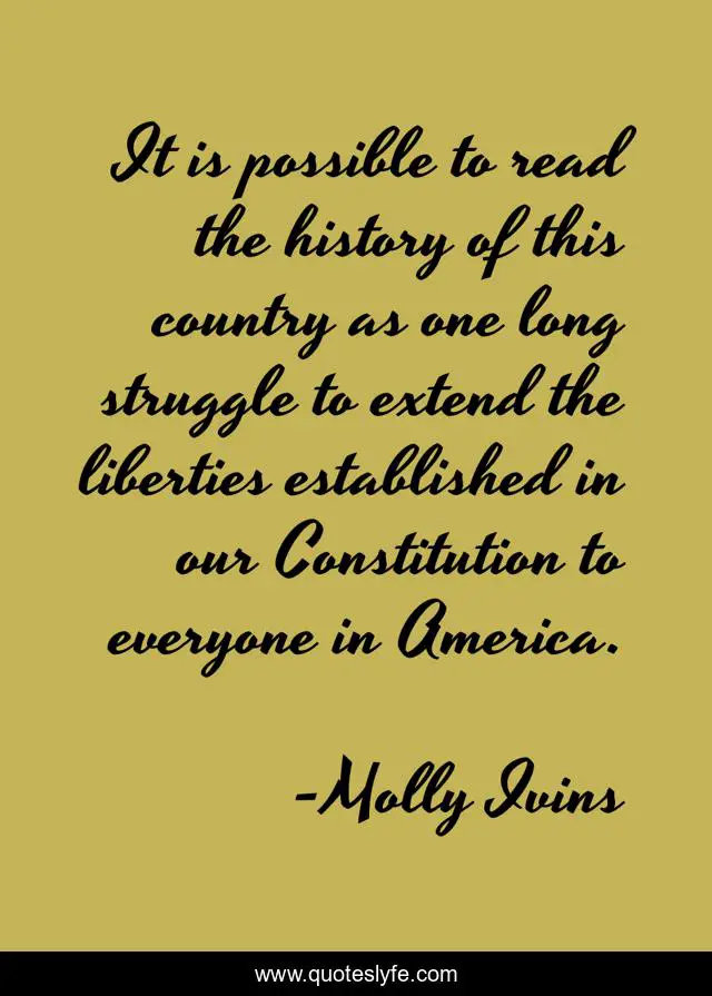 It is possible to read the history of this country as one long struggle to extend the liberties established in our Constitution to everyone in America.
