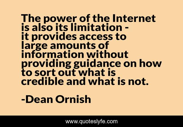 The power of the Internet is also its limitation - it provides access to large amounts of information without providing guidance on how to sort out what is credible and what is not.