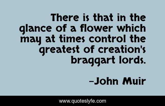 There is that in the glance of a flower which may at times control the greatest of creation's braggart lords.