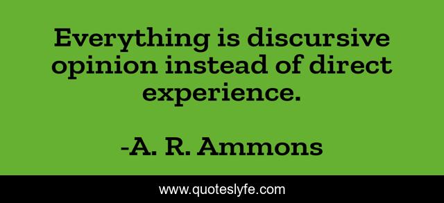 Everything is discursive opinion instead of direct experience.