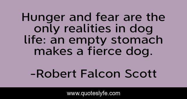 Hunger and fear are the only realities in dog life: an empty stomach makes a fierce dog.