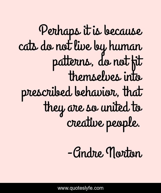 Perhaps it is because cats do not live by human patterns, do not fit themselves into prescribed behavior, that they are so united to creative people.