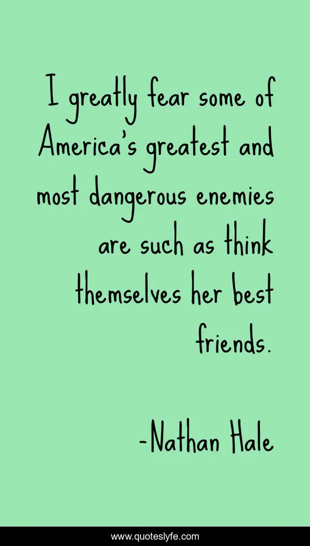 I greatly fear some of America's greatest and most dangerous enemies are such as think themselves her best friends.