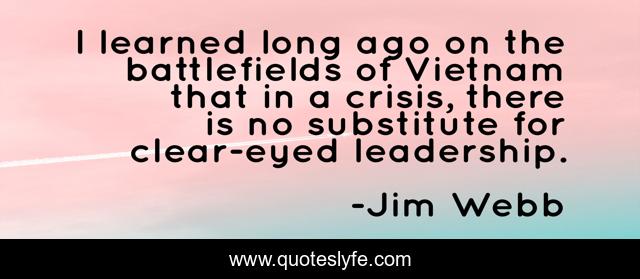 I learned long ago on the battlefields of Vietnam that in a crisis, there is no substitute for clear-eyed leadership.