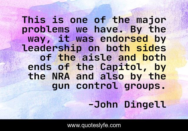 This is one of the major problems we have. By the way, it was endorsed by leadership on both sides of the aisle and both ends of the Capitol, by the NRA and also by the gun control groups.