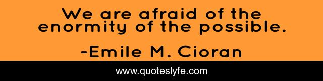 We are afraid of the enormity of the possible.