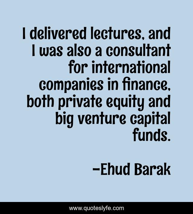 I delivered lectures, and I was also a consultant for international companies in finance, both private equity and big venture capital funds.